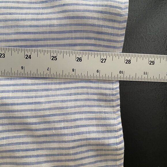 Chicos No Iron 100% Linen Shirt 2 Button Up Blue Striped Beachy Coastal Preppy - Picture 15 of 15
